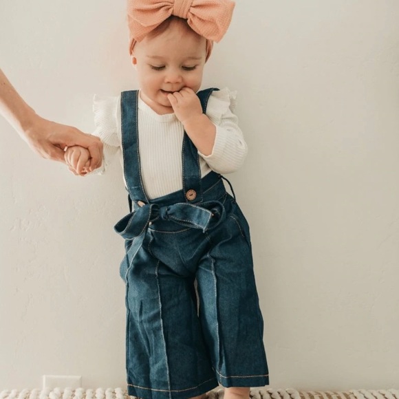 Dark denim suspender jumpsuit - Picture 1 of 4